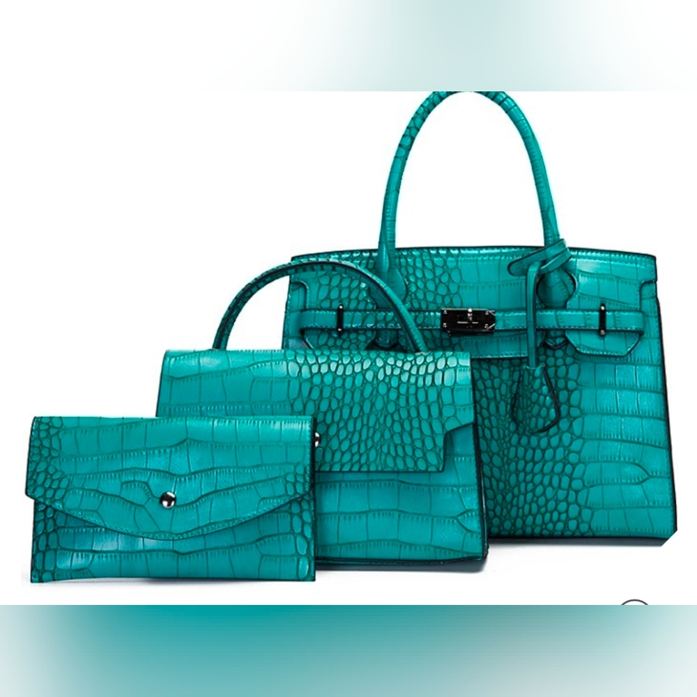 👜💥✨️3 N 1 Elegant Crocodile-Embossed Women's Bag Set.💥✨️👜